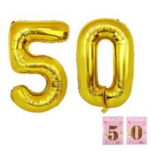 2入組(紙卡)32吋大號氣球,鋁箔氣球,生日派對用品裝飾品,金色數字氣球生日週年派對裝飾品,派對裝飾佈置道具