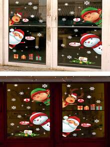 Santa Claus & Reindeer Wall & Window Sticker, Christmas Decoration Snowflake Decals - D - View 9