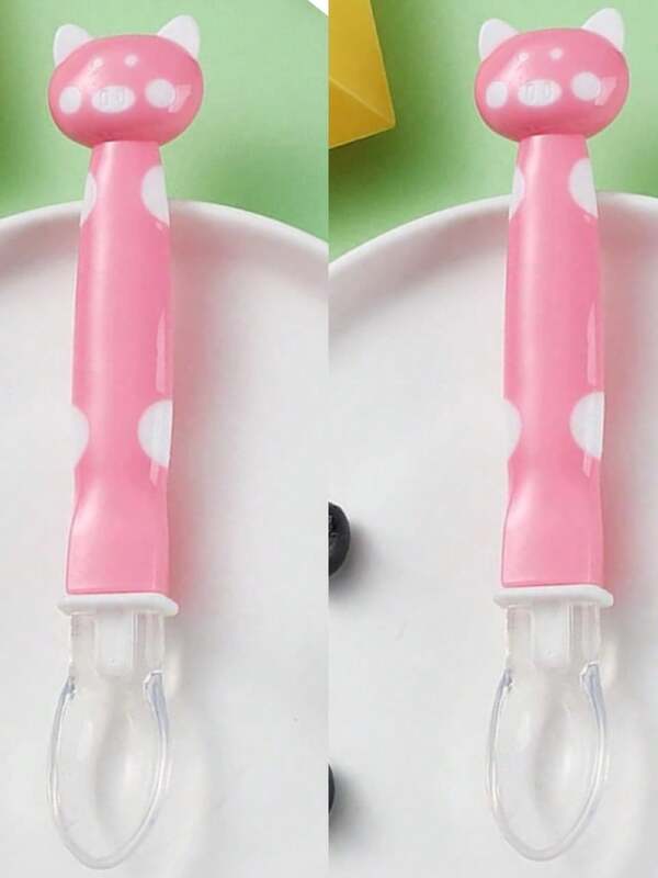 Bebé Set 2 Cucharas de silicona puerquito