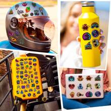 100入組水泥標誌防水diy創意塗鴉貼紙,適用於吉他、滑板、水瓶、槓、頭盔、雪板、筆記型電腦、手機殼、冰箱門、行李箱、塗鴉貼紙,是完美的聖誕禮物 - 彩色 - 查看 3