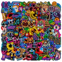 100入組水泥標誌防水diy創意塗鴉貼紙,適用於吉他、滑板、水瓶、槓、頭盔、雪板、筆記型電腦、手機殼、冰箱門、行李箱、塗鴉貼紙,是完美的聖誕禮物 - 彩色 - 查看 6