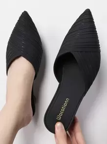 女性時尚純色高跟鞋,優雅防滑舒適鞋頭鞋 - 黑色 - 查看 1