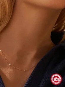 1條貝殼仿珍珠鏈,八角星s925純銀項鍊女士夏季裝飾精美項鍊18k鍍金,適合婚禮 - 金色 - 查看 3