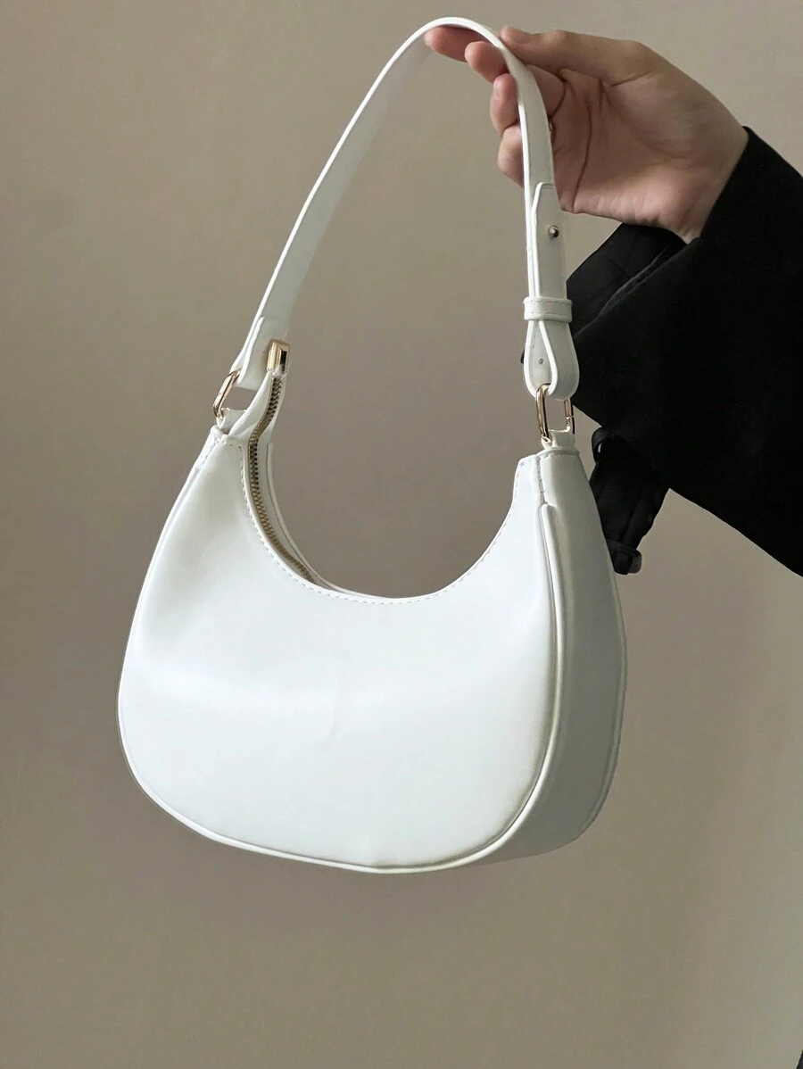 Nuevo bolso de hombro blanco lunar de moda y clásico con correas desmontables, adecuado para salidas casuales y diarias