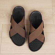 男士软底室内/户外沙滩拖鞋防滑透气韩国系带户外凉鞋 - 駝色 - 查看 4