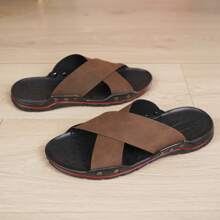 男士软底室内/户外沙滩拖鞋防滑透气韩国系带户外凉鞋 - 駝色 - 查看 7