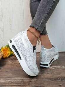 Châu Âu và Châu Mỹ Phong cách Đúng mốt Tăng Chiều cao Dày Đế Trắng Của phụ nữ Giày dép , Chóp giầy tròn - trắng - Xem 4