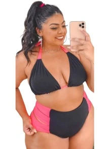 Plus Size Bikini Sets - Hồng - Xem 1