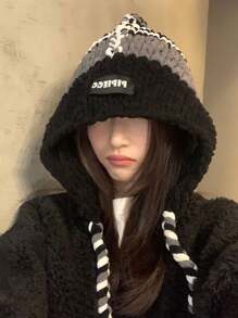 1頂女款多色聚酯纖維拳擊手辮條紋百搭尖頂帽 - 彩色 - 查看 1