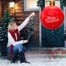 1pc Inflatable Lantern Ball Christmas Yard Decor Atmosphere Ball With Air Pump - Red - View 2