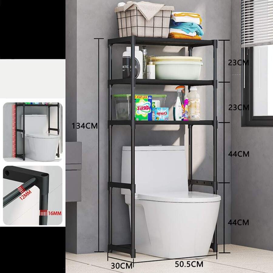 Mueble Organizador Baño Rack Estante Sanitario Taza Repisa - Negro - Ver 1