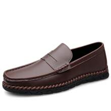 Men's Handmade Leisure Loafers, Simple Office Shoes, Comfortable And Durable - Brown - View 6