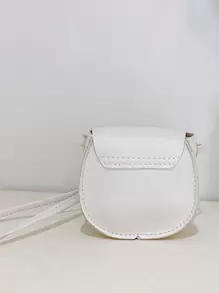 Bolso De Hombro Mini De Moda De Pu De Color Sólido Con Tapa Para Niños - Blanco - Ver 4