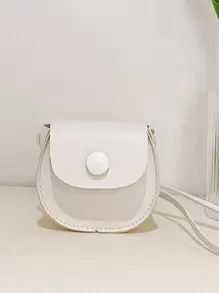 Bolso De Hombro Mini De Moda De Pu De Color Sólido Con Tapa Para Niños - Blanco - Ver 2