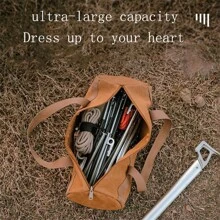 1個帶手柄的戶外帳棚釘收納袋,野營用品袋可用於釘和其他配件,適用於野營和徒步旅行 - 棕色 - 查看 5