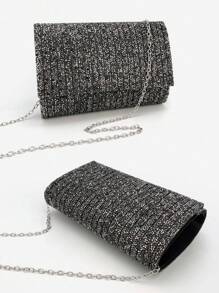 闪亮水钻装饰晚装手拿包，奢华闪亮水晶女士手提包，适合派对、婚礼、晚会、时尚高端信封钱包单肩包 - 黑色 - 查看 10