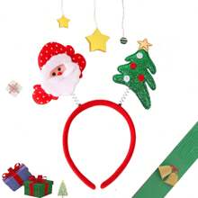 1件女士聖誕卡通角色風格頭箍,彈性髮帶帶馴鹿、聖誕老人、聖誕樹鹿角設計,毛絨頭箍,聖誕派對禮物 - 彩色 - 查看 1