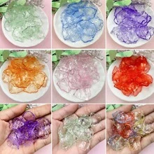 50入組透明水晶葉子珠,20.2*23.3mm,用於漢服簪子製作、服裝材料,原版