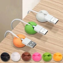 6pcs/set Random Color Desktop Cable Organizer, Self-adhesive, Convenient Storage Tool For Office Desk Wire Management - Multicolor - View 1
