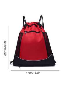 Strap Pocket Drawstring Backpack Outdoor Sports Backpack Basketball Football Bag Riding Bag - Red - View 4