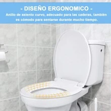 Asiento de Baño, Tapa de Baño de Instalación Rápida, Asiento de Inodoro para Baño de Plástico Universal, Silencioso, Cierre lento, Durable, Estante de Asiento de Inodoro en Forma de O, Blanco - Blanco - Ver 7