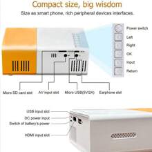 Mini Projector Portable 1080P LED Projector Home Theater Indoor, Outdoor Movie Projector Support For Laptops, HDMI-Compatible Input Great Gift Pocket Projector, Black And White - yellow white - View 5