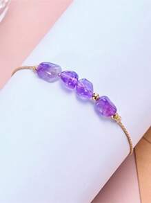 1入12星座彩色水晶天然石珠子手鍊,女男款手工編織鏈條手鍊珠寶禮物 - 彩色 - 查看 4