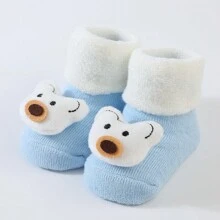 3雙/組卡通地板圖案嬰兒襪子,玩具細節3d兒童襪子 - 藍色 - 查看 4