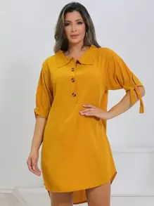 Women Dresses - 芥末黃 - 查看 1