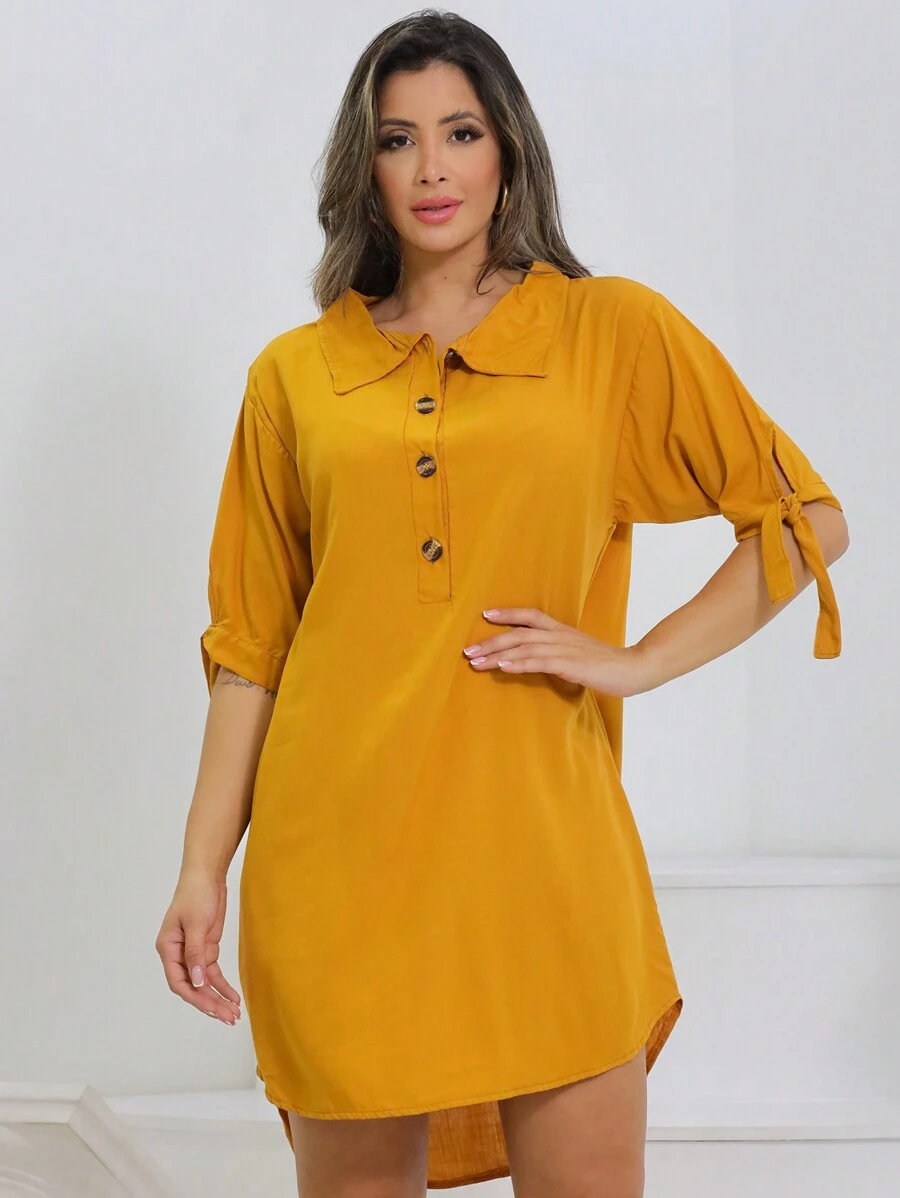 Women Dresses - 芥末黃 - 查看 1