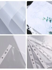 100入組a4打孔袋,透明a4塑料袋,防水,透明信封,11個孔的上開口袋,可放在三環活頁夾檔案夾a4文件辦公室學校使用 - 白色 - 查看 4