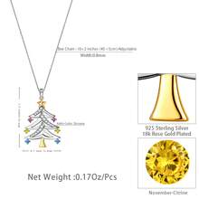 1 件聖誕樹星星項鍊適合女式女孩,彩色閃閃發光水晶聖誕節日服裝首飾,925 純銀 18k 鍍金方晶鋯石精美項鍊吊墜適合媽媽妻子女兒聖誕禮物,日常佩戴