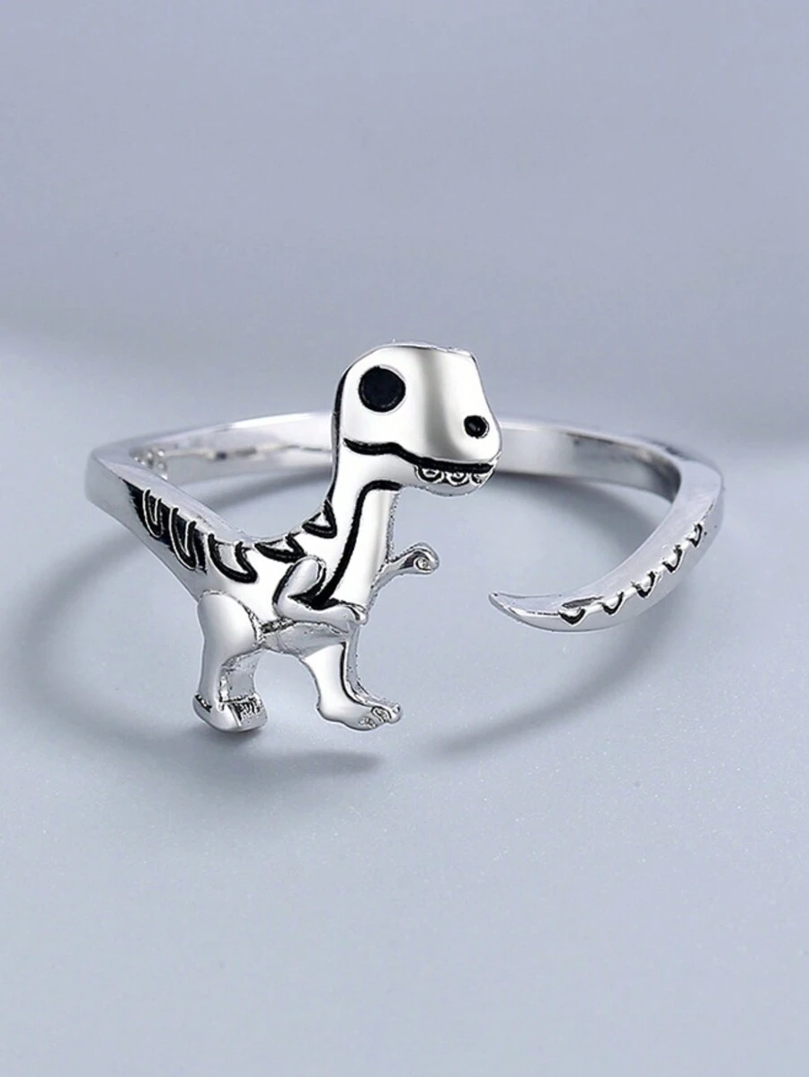 1 件宴會時尚可愛歐美風格恐龍開口戒指女約會派對公主新娘婚禮訂婚首飾配件裝飾情人節禮物
