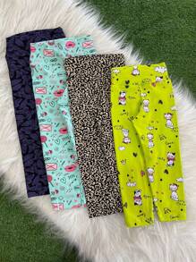 Combo 2 leg 1 ao 16 Estampada Infantil e Juvenil Legging cós alto em Algodão - Multicolorido - Visão 4