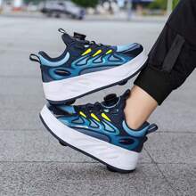 輕量化經典時尚簡約百搭的學生戶外運動休閒雙輪滑鞋可步行也可滑行 - 藍色 - 查看 1