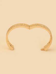 1pc Classic 3d Hollow Out Flower Design All-match Alloy Bangle Accessory - Gold - View 2