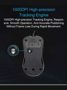 Rapoo N1162 Wired Mouse USB Optical Game Black Office Official Laptop Desktop Computer Big Hand - Black - View 2