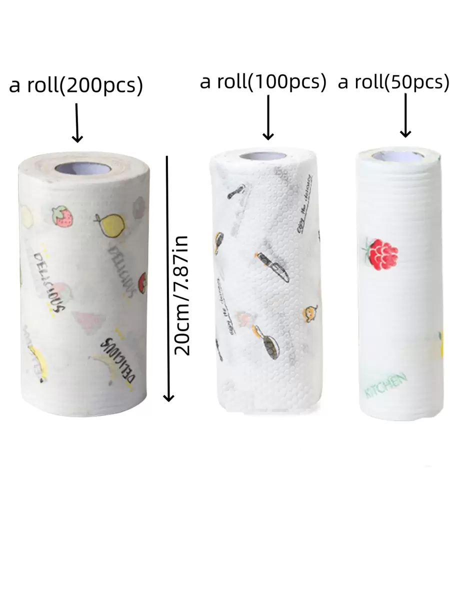 50/100/200入組/捲廚房紙巾一次性清潔布，不脫絮、防油，適用於濕擦與乾擦，鬆軟抹布 - 顏色隨機 - 查看 1