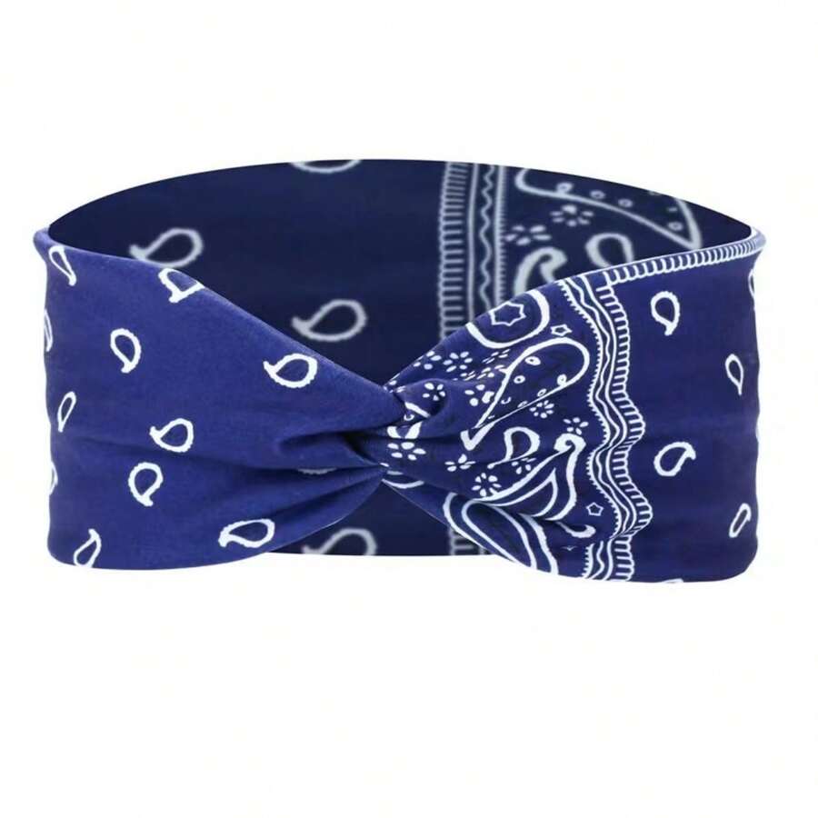 1個彈性運動頭帶,採用編結十字設計,瑜伽頭巾式頭帶,髮飾