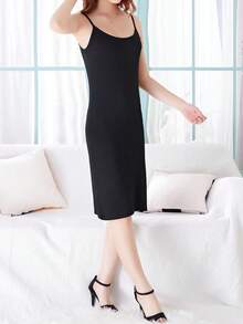 Black Lounge Cami Dress - Black - View 4