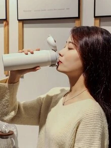 SNOOPY 1 件简约翻盖保温瓶，316 不锈钢水杯带茶滤，高品质车载杯 - 粉色 - 查看 9