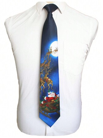 1pc Men's 3.5 Inch Christmas Tie, High-Density Silk Blend Quality, Fashion Tie For Wedding, Party, Event