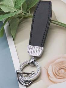 1pc Unisex Household & Automotive Dual-use Alloy Keychain With Rhinestone Imitation, Perfect For Gifts And Daily Use - Black - View 5