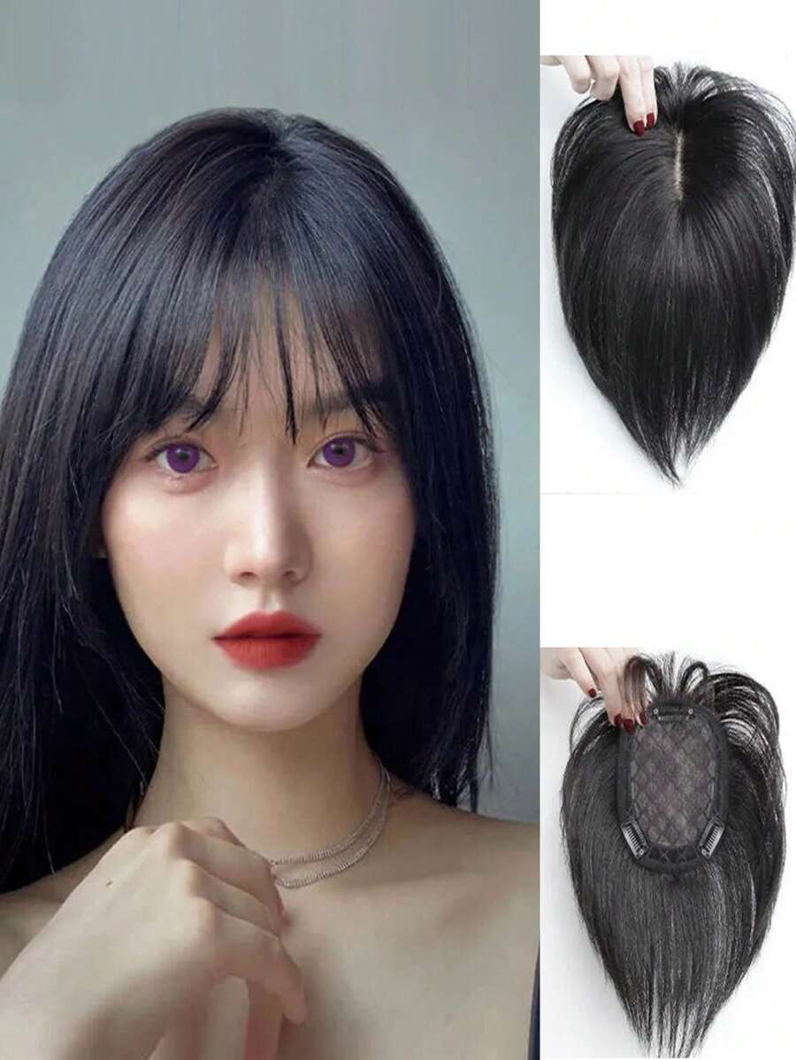 3D air bangs Synthetic wig hair natural and seamless covering white