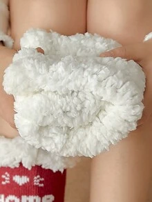 1 雙女式冬季保暖抓絨中小腿聖誕襪,帶防滑矽膠,紅色,帶卡通雪人和樹圖案,非常適合室內家居地板穿著、睡眠、送禮、日常使用