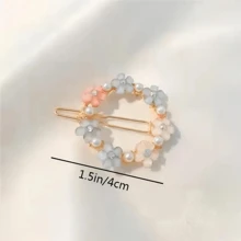 Set de 4 horquillas para el cabello con decoración de flores y cristales, estilo Mori - Multicolor - Ver 11