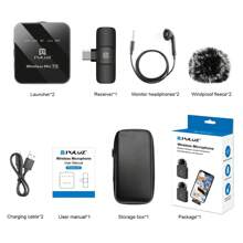 Puluz Type-c手機無線領夾式麥克風,type-c接收器和雙麥克風(黑色) - 黑色 - 查看 10