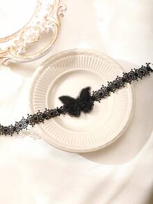 1入時尚風格花邊蝴蝶結頸鍊女士派對配飾 - 黑色 - 查看 3