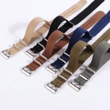 20mm 22mm方扣復古尼龍織帶 - 黑色 - 查看 6