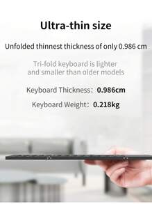 B089t 藍牙摺疊鍵盤帶觸控板,無線摺疊鍵盤,多設備和可充電,便攜鍵盤,兼容ipad,iphone,android,windows筆記本,桌面,平板電腦和pc-黑色 - 黑色 - 查看 2